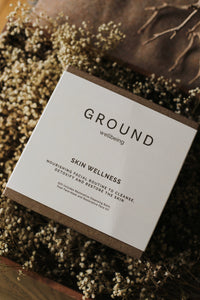 cleanse, detoxify and restore your complexion. with the GROUND Wellbeing Skin Wellness Gift Set
