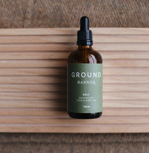 GROUND Wellbeing Barróg (Cancer Care) Rest Skin Relief Face & Body Oil, with therapeutic grade essential oils includes Mandarin and Frankincense, blended together with Red Algae, Rosehip and Jojoba