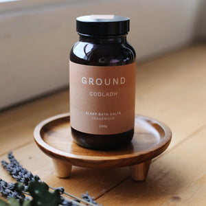 Prepare your body and mind for better quality sleep with Ground Wellbeing Sleep Bath Salts. 